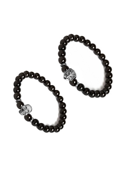  Black Onyx Multi-Design Bracelet Combo For Men/Boys